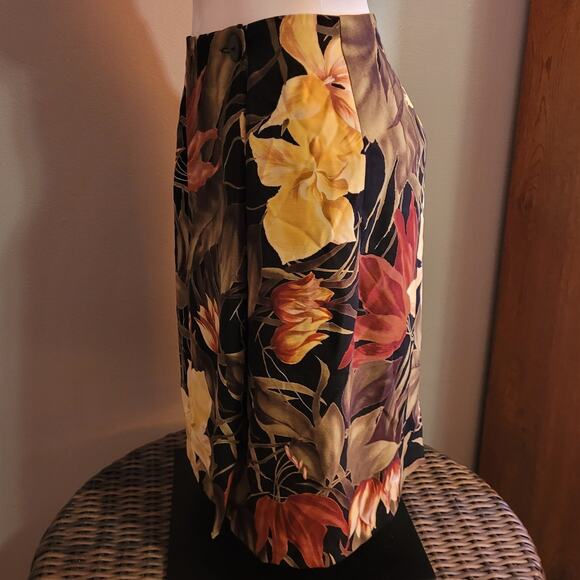 Vntg 90s Dressbarn Wrap Skirt Womens Sz 10 Rayon Floral Autumn Fall Midi - Picture 7 of 9